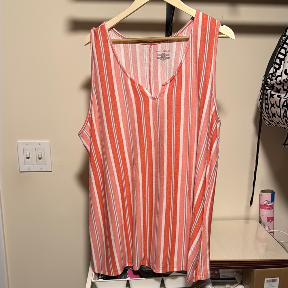 Lane Bryant Striped Sleeveless Top - Orange and White